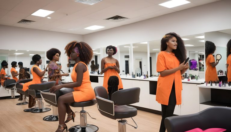 A-vibrant-and-dynamic-scene-showcasing-a-modern--well-equipped-training-facility-with-diverse-students-engaged-in-various-activities-related-to-hair-and-beauty--The-environment-should-reflect-a-blend-